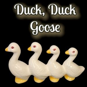 Vtg 4 In A Row Porcelain Geese Goose Duck